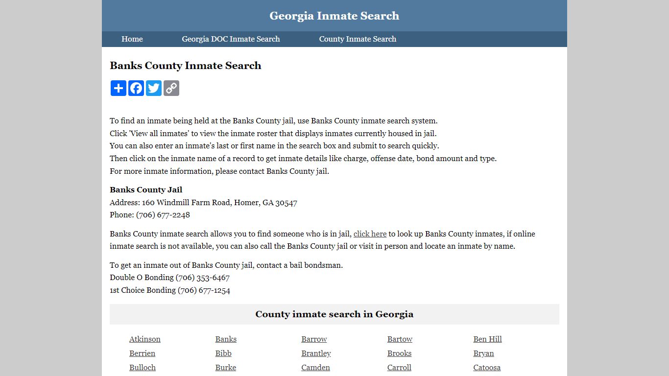 Banks County Inmate Search