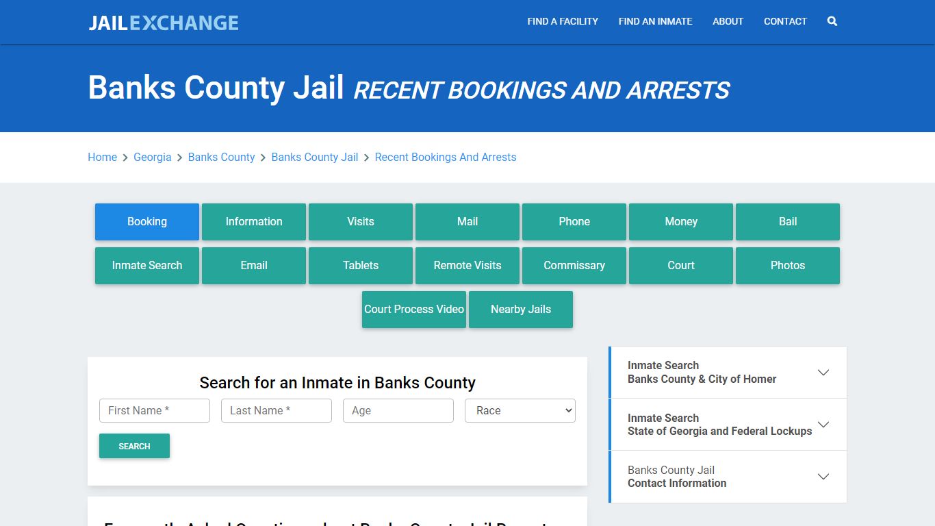 Banks County Jail Recent Bookings And Arrests - Jail Exchange